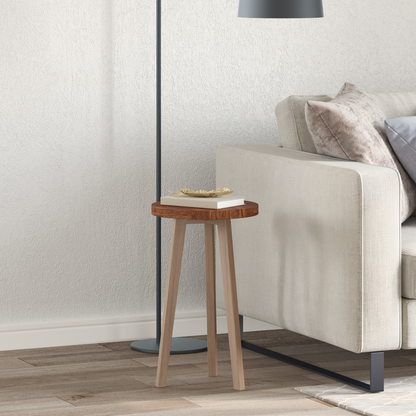 Table Top Light Brown Ø 30 x 2.5 cm Solid Oak Wood