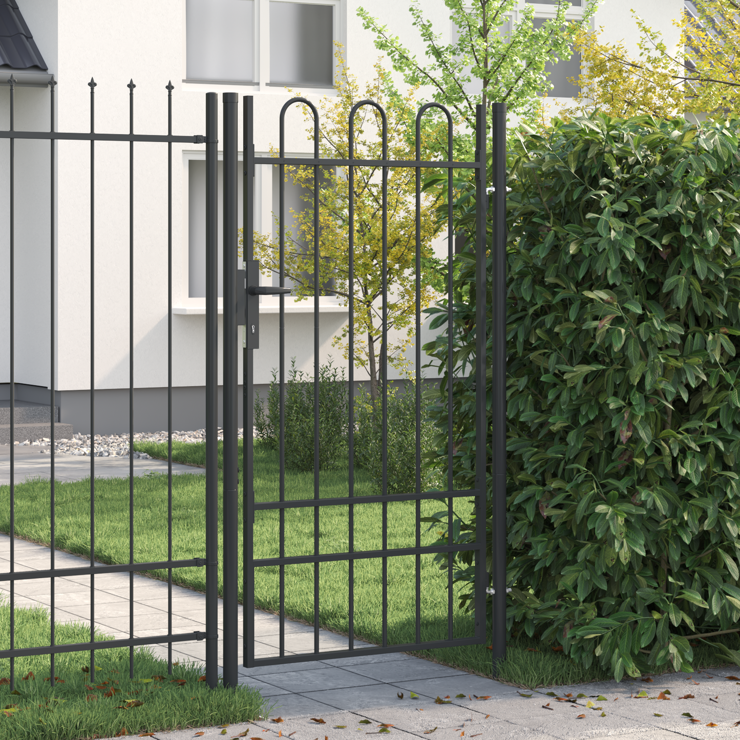 Fence Gate BOXTEL 103 x 225 cm Powder-Coated Steel Grey