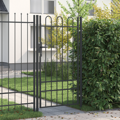 Fence Gate BOXTEL 103 x 225 cm Powder-Coated Steel Grey