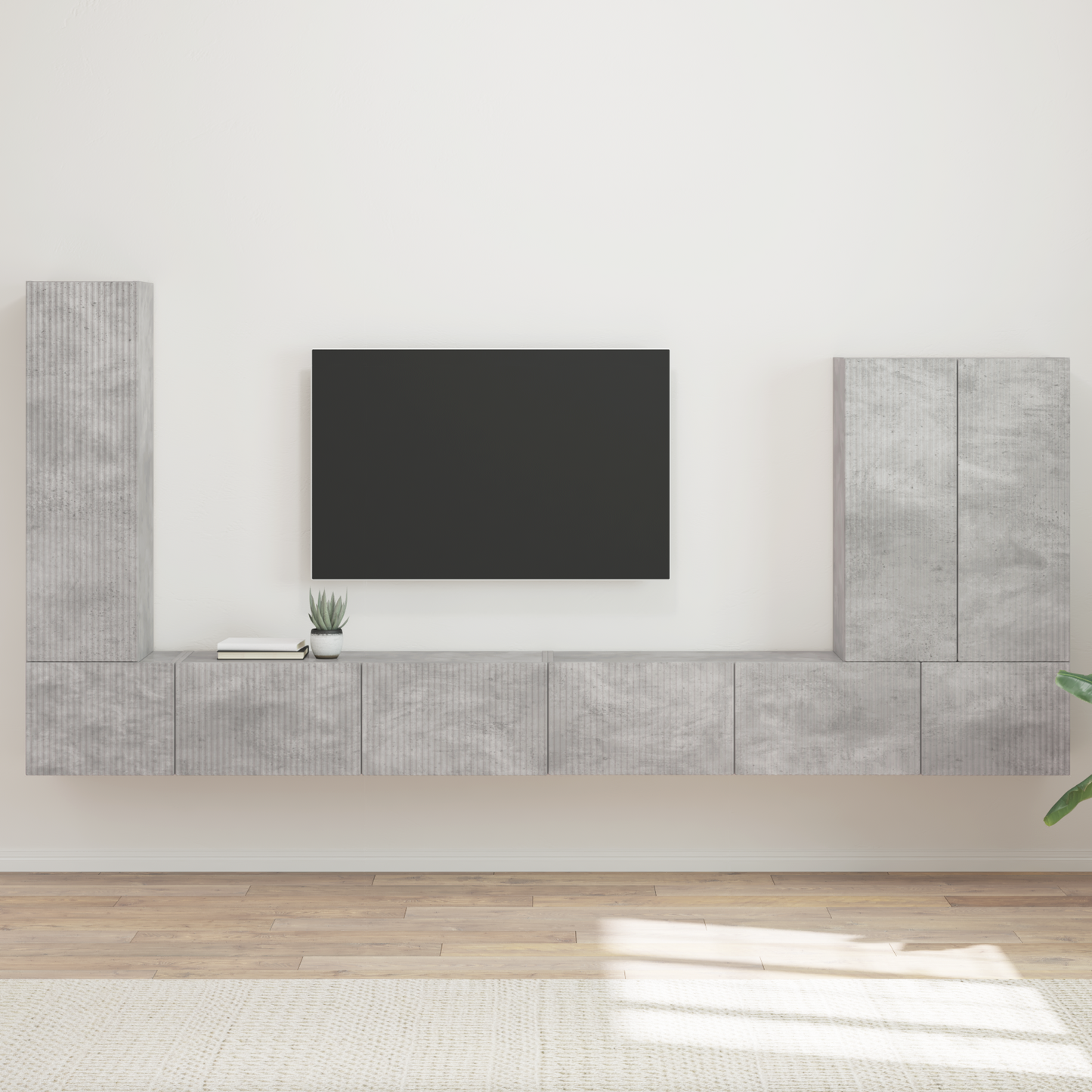 TV Wall Cabinet Set Wall-mounted 6 pcs Concrete Grey