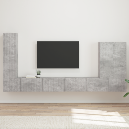 TV Wall Cabinet Set Wall-mounted 6 pcs Concrete Grey