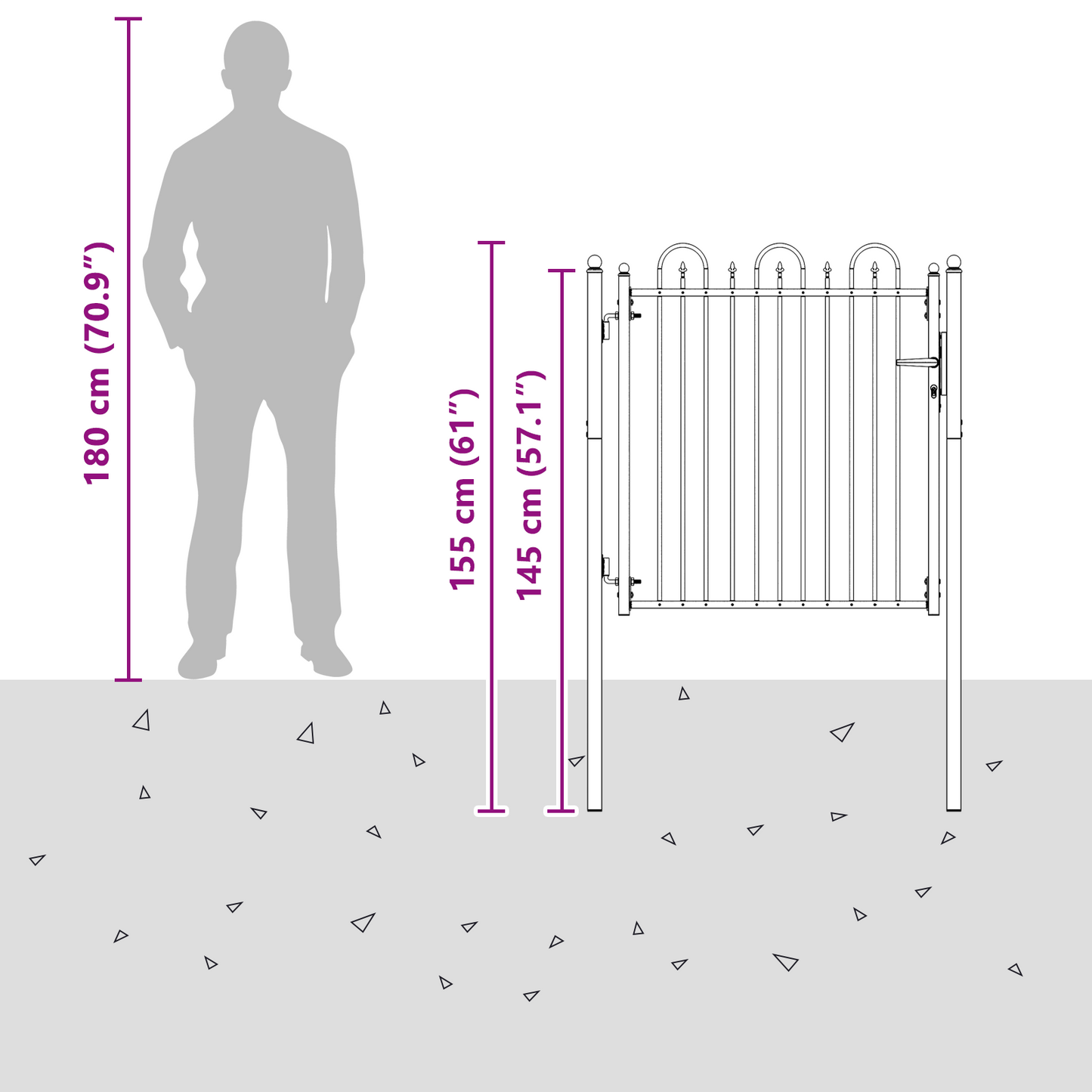 Fence Gate HORST 100 x 100 cm Metal Black Lockable