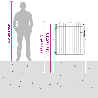 Fence Gate HORST 100 x 100 cm Metal Black Lockable