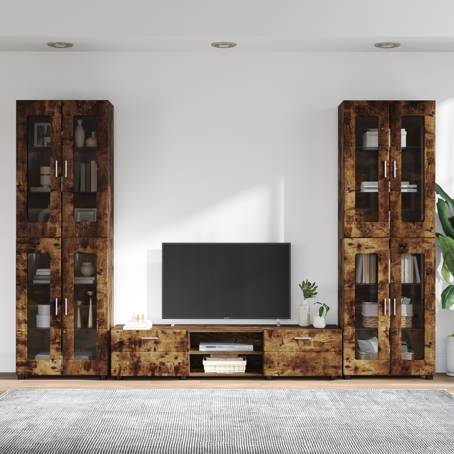 TV Cabinet Set FLORIN 3 pcs Smoked Oak Engineered Wood