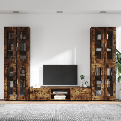 TV Cabinet Set FLORIN 3 pcs Smoked Oak Engineered Wood