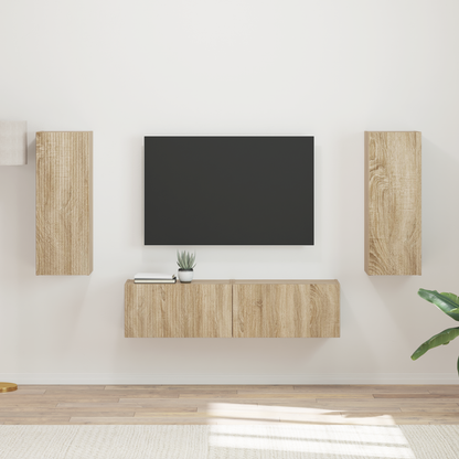 TV Cabinet Set Wall-mounted 2 pcs Sonoma Oak Engineered Wood