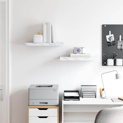 Wall Shelf 2 pcs White Marble 50 x 23.5 x 4 cm Engineered Wood