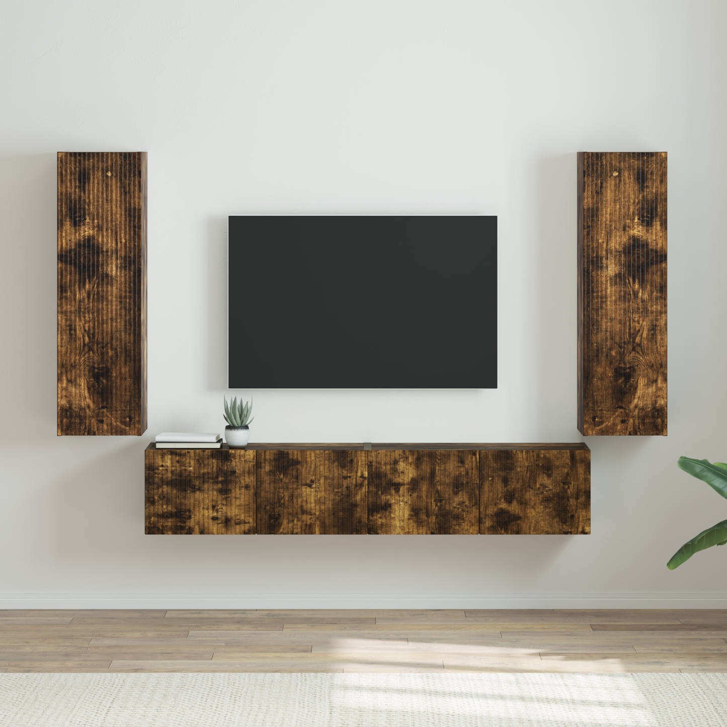TV Wall Cabinet Wall-mounted 2 pcs Smoked Oak 30 x 31 x 100 cm