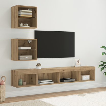 TV Wall Units with LED 5 pcs Artisan Oak Engineered Wood