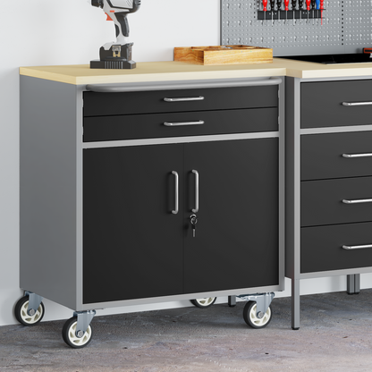 Trolley Rolling Workbench Black and Grey 75 x 45 x 85 cm