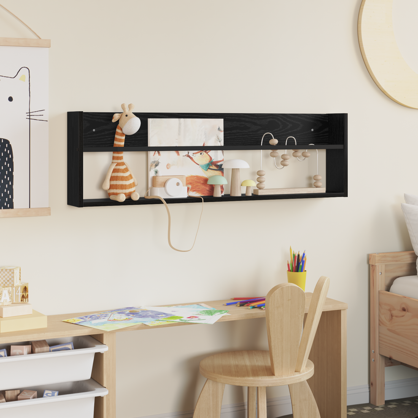 Magazine Rack Black Oak 100 x 12 x 30 cm Engineered Wood