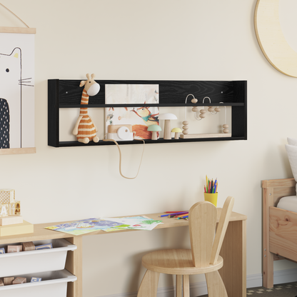 Magazine Rack Black Oak 100 x 12 x 30 cm Engineered Wood