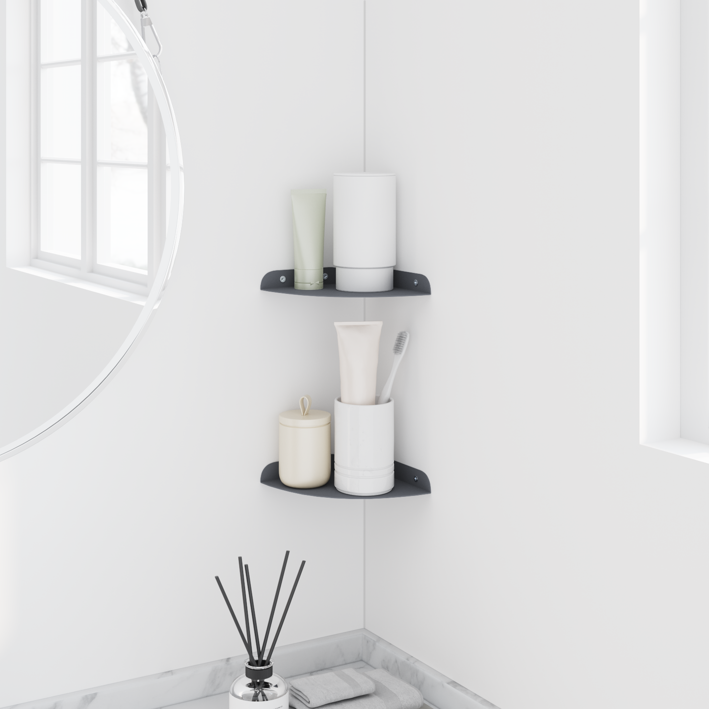 Floating Shelf with Shelf 2 pcs Anthracite 15 x 15 x 2 cm