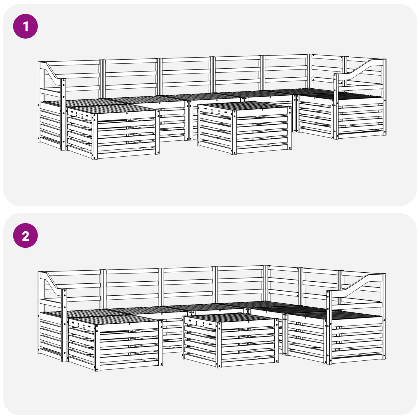 Outdoor Sofa Set 8 pcs White 59 x 59 x 37 cm Solid Acacia Wood