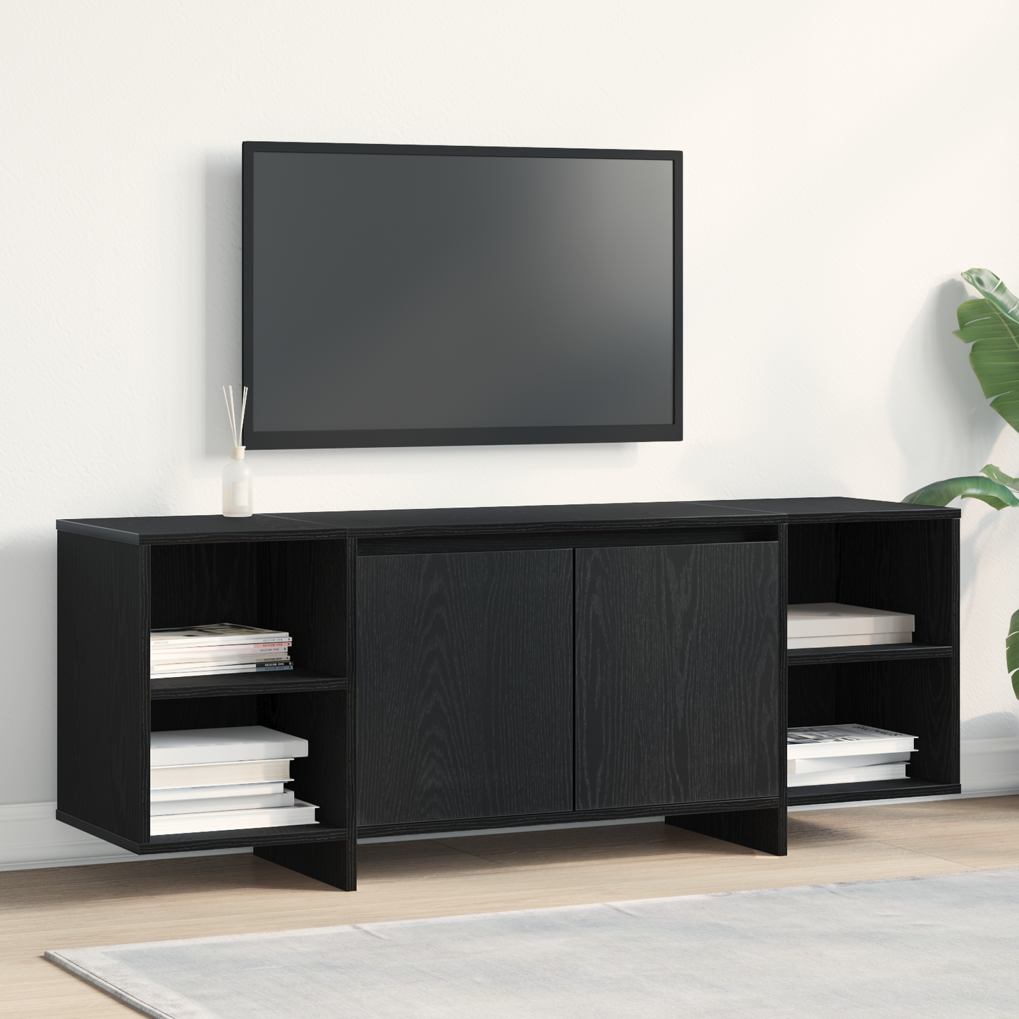 TV Cabinet 130 x 35 x 50 cm Black Oak Engineered Wood