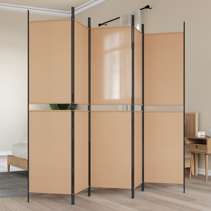5-Panel Room Divider Beige 250 x 200 cm Fabric