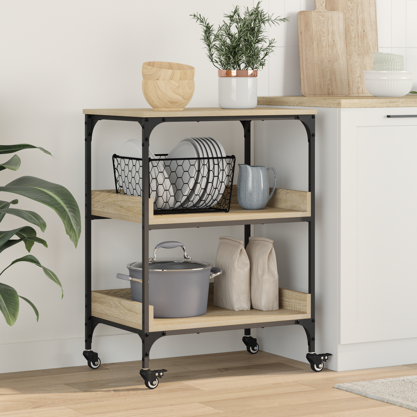 Kitchen Trolley Sonoma Oak 60 x 41 x 80.5 cm Engineered Wood