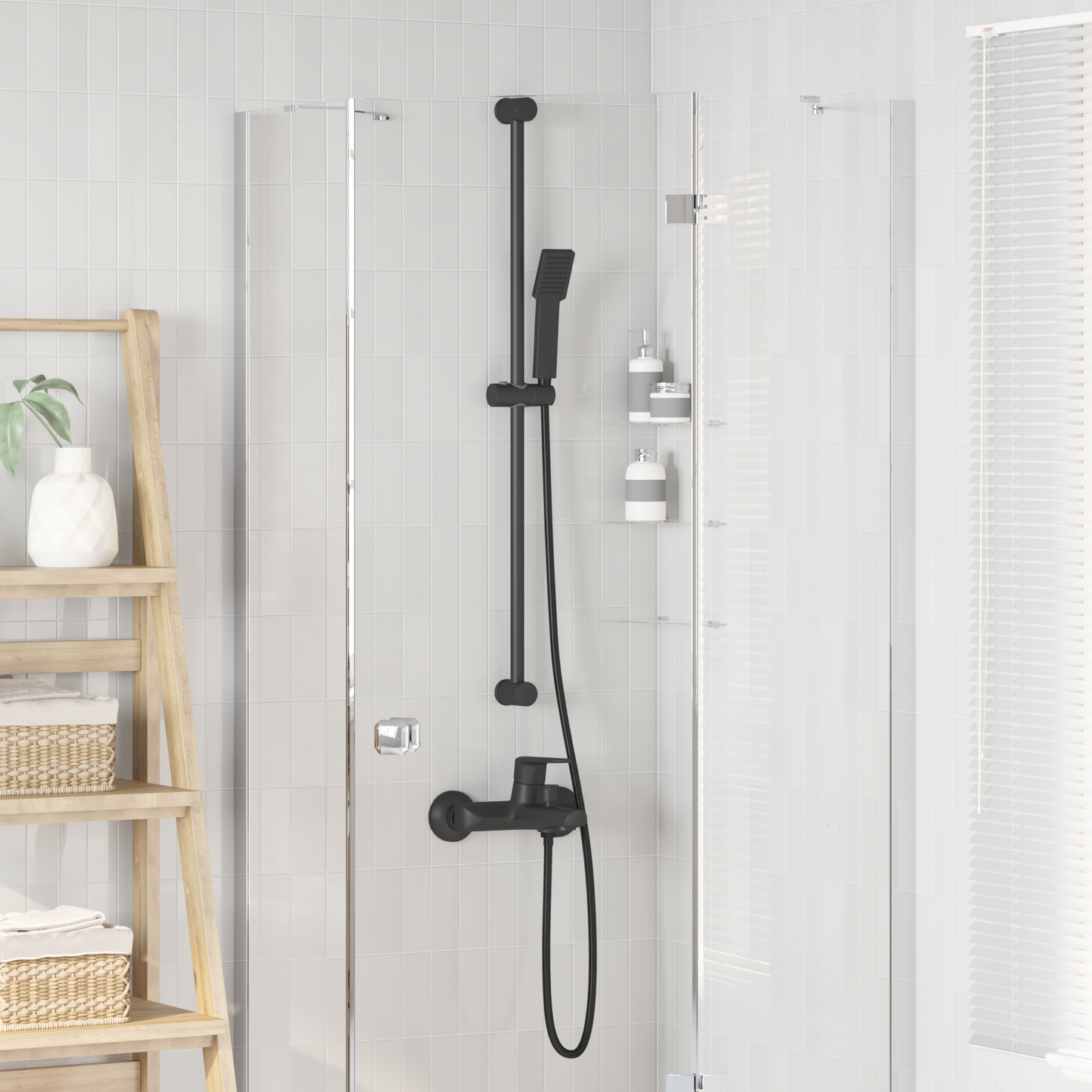 Shower Head Set Black 150 cm Stainless Steel