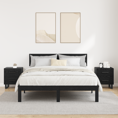 Bedside Cabinet with Drawer 2 pcs Black Oak 40 x 35 x 47.5 cm