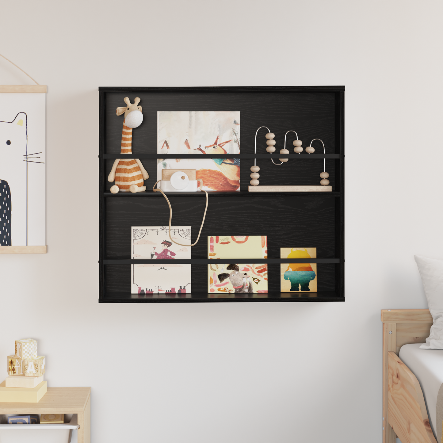 Magazine Rack Black Oak 80 x 12 x 70 cm Engineered Wood
