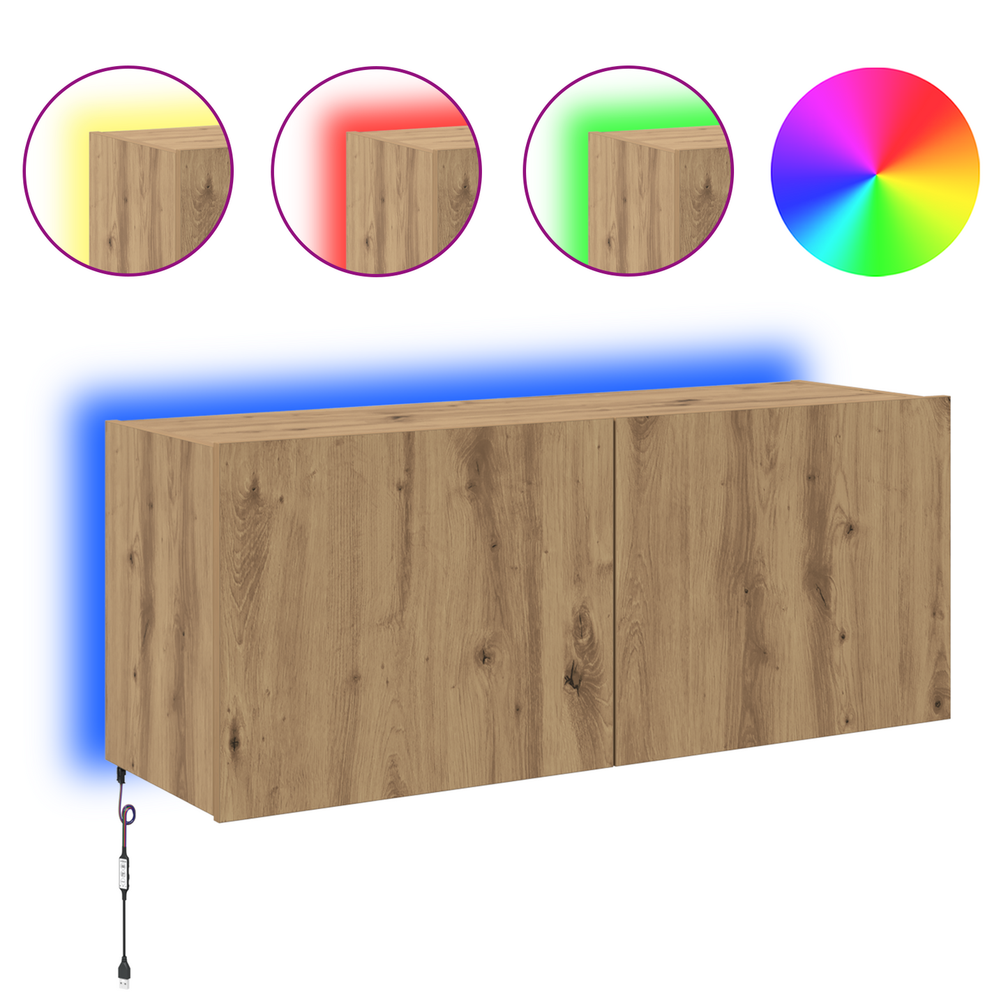 TV Wall Cabinet Artisan Oak 100 x 35 x 41 cm Engineered Wood