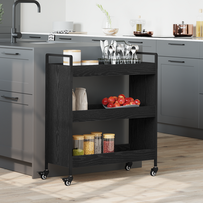 Kitchen Trolley Black Oak 70 x 30 x 82 cm Engineered Wood