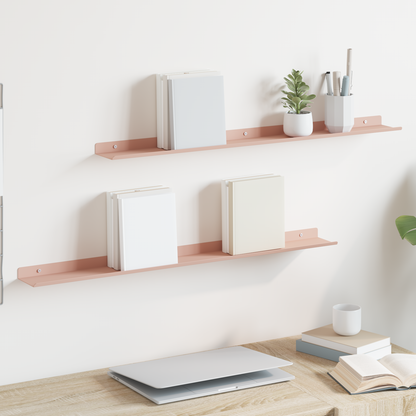 Floating Shelf Wall-Mounted 2 pcs Pink 80 x 9 x 2.5 cm Steel