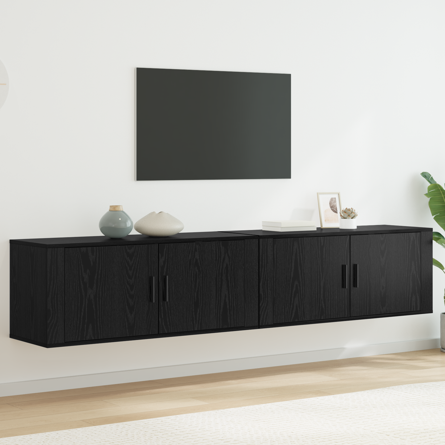 Wall-mounted TV Cabinet Set 2 pcs Black Oak 100 x 34.5 x 40 cm