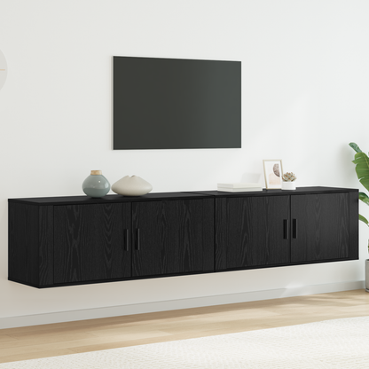 Wall-mounted TV Cabinet Set 2 pcs Black Oak 100 x 34.5 x 40 cm
