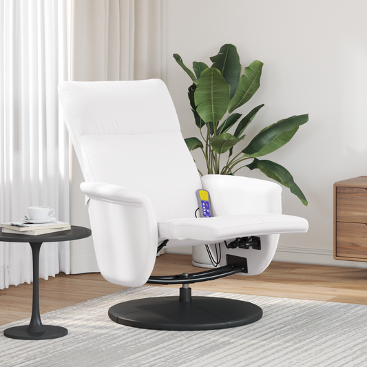 Massage Recliner Chair White 71 x 90 x 105 cm Faux Leather