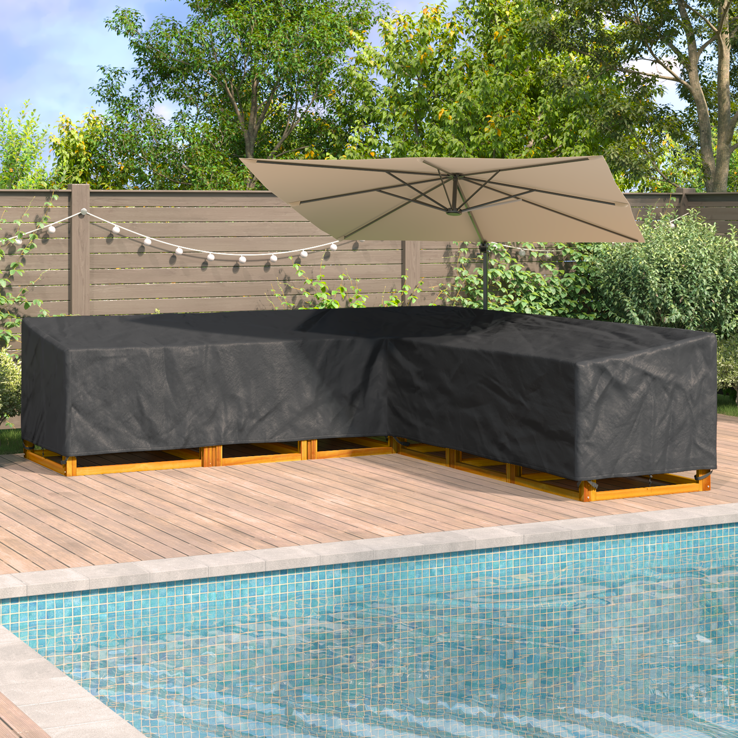 Furniture Cover Black 300 x 300 x 80 cm 210D Oxford Fbric
