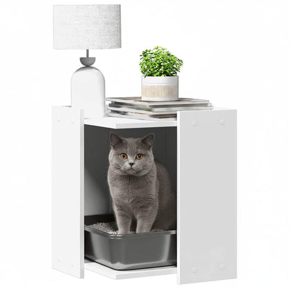 Cat Litter Box Enclosure White 42x42x51 cm Engineered Wood