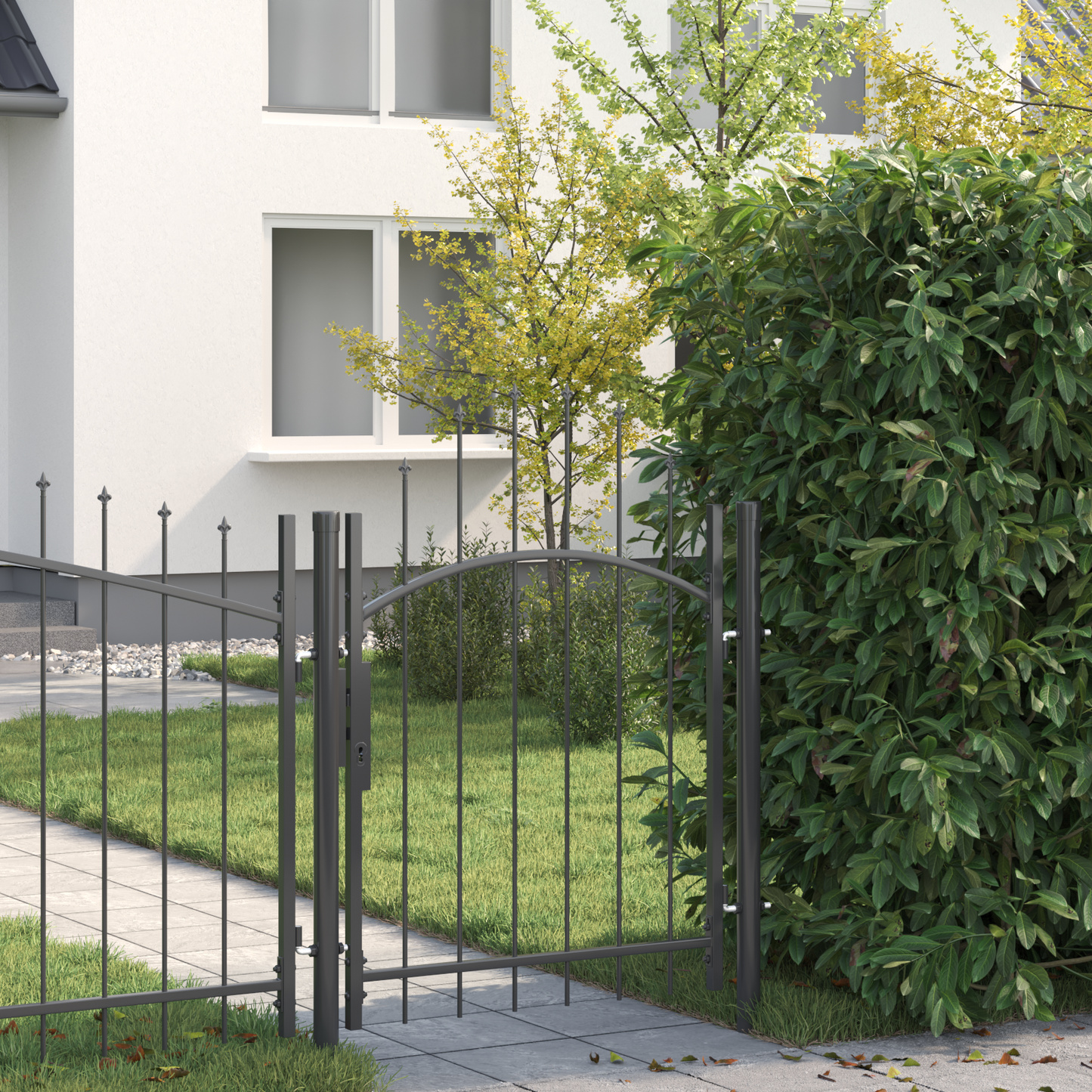 Garden Gate with Lock Woerden Grey 125 x 100 cm Steel