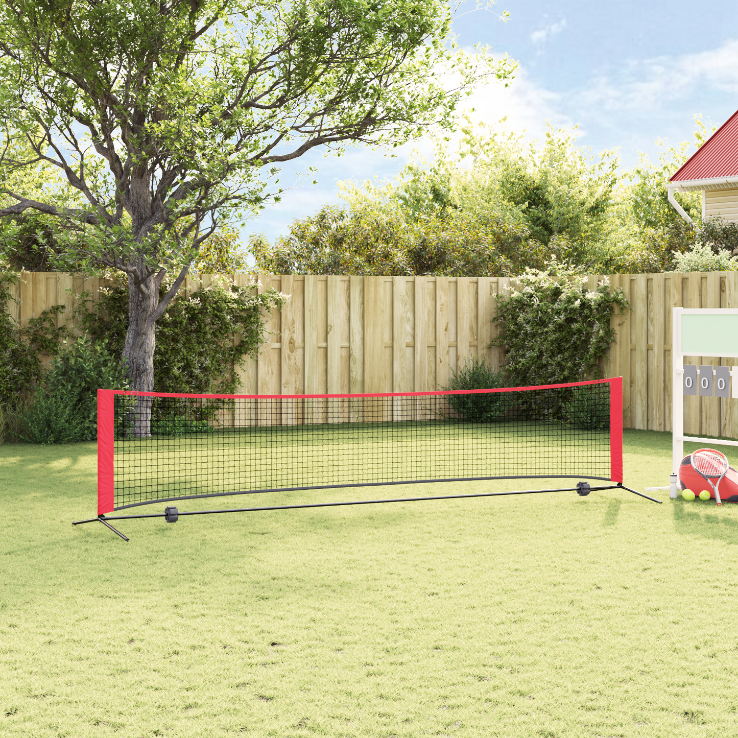 Tennis Net Folding Black and Red 396 x 92 x 87 cm Polyester