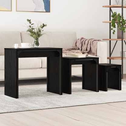 Coffee Table 3 pcs Black Oak Engineered wood
