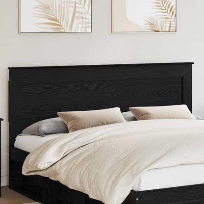 Headboard with Headboard Black Oak 200 cm Engineered Wood