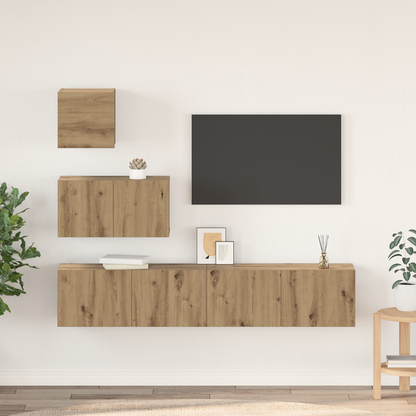 TV Cabinet Set Wall-mounted 4 pcs Artisan Oak Engineered Wood