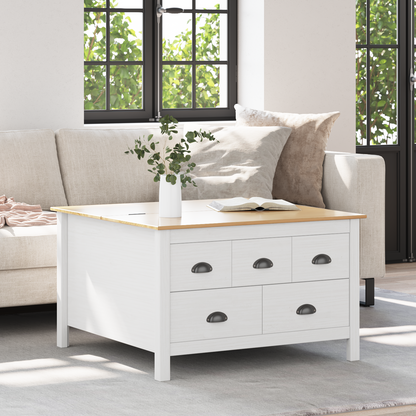 Coffee Table HILL White and Honey Brown 79.5 x 79.5 x 49 cm