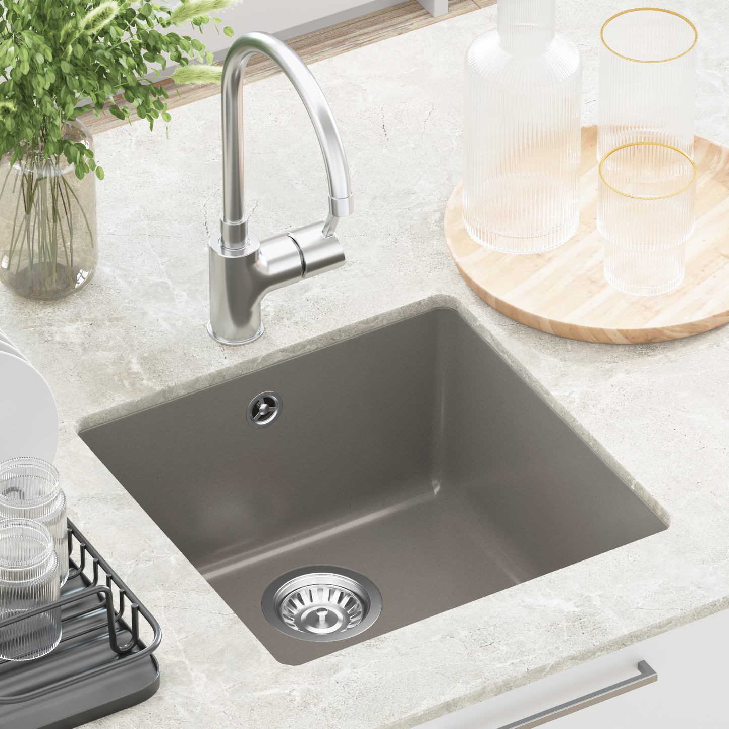 Sink Grey 430 x 460 mm 80% Quartz and 20% Resin