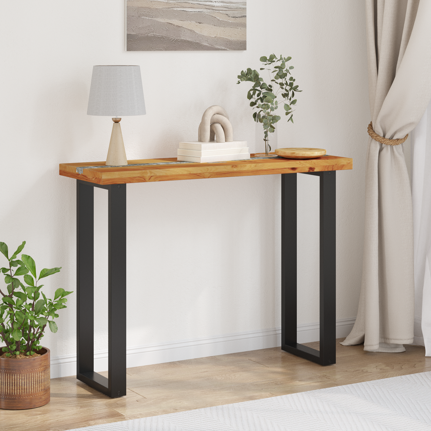 Console Table Brown 100 x 35 x 75 cm Solid Teak Wood