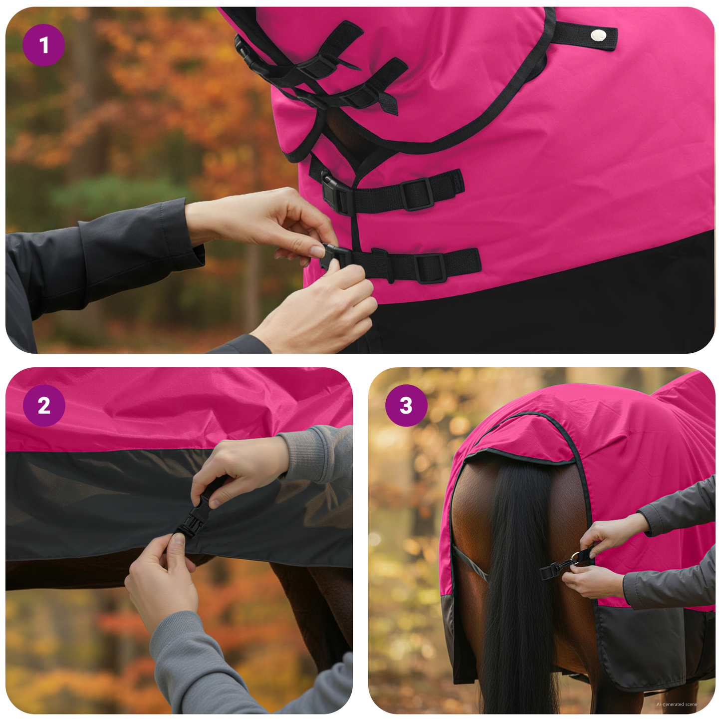 Horse Blanket Pink and Black 135 cm Polyester