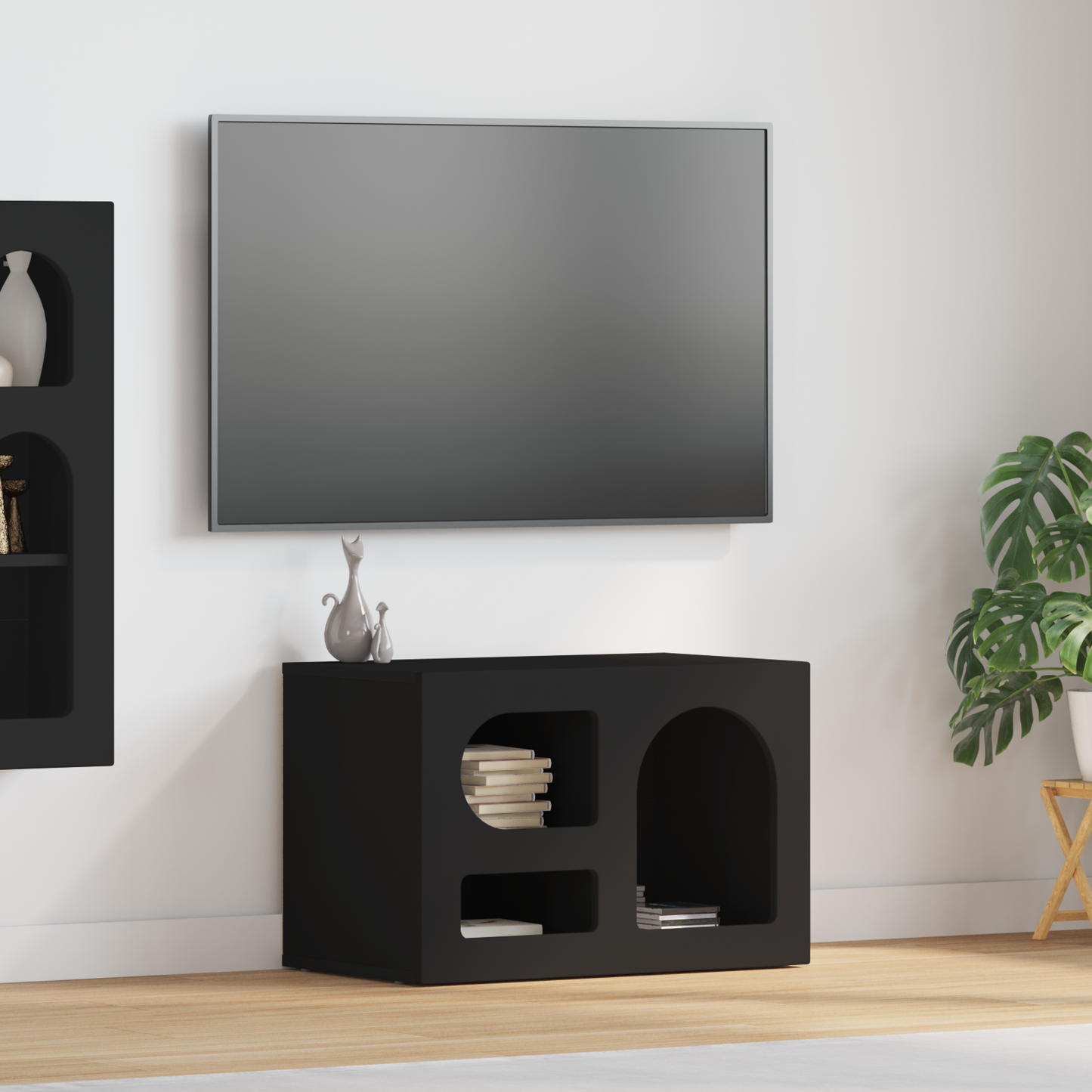 TV Cabinet ELST 60 x 35 x 40 cm Black Engineered Wood