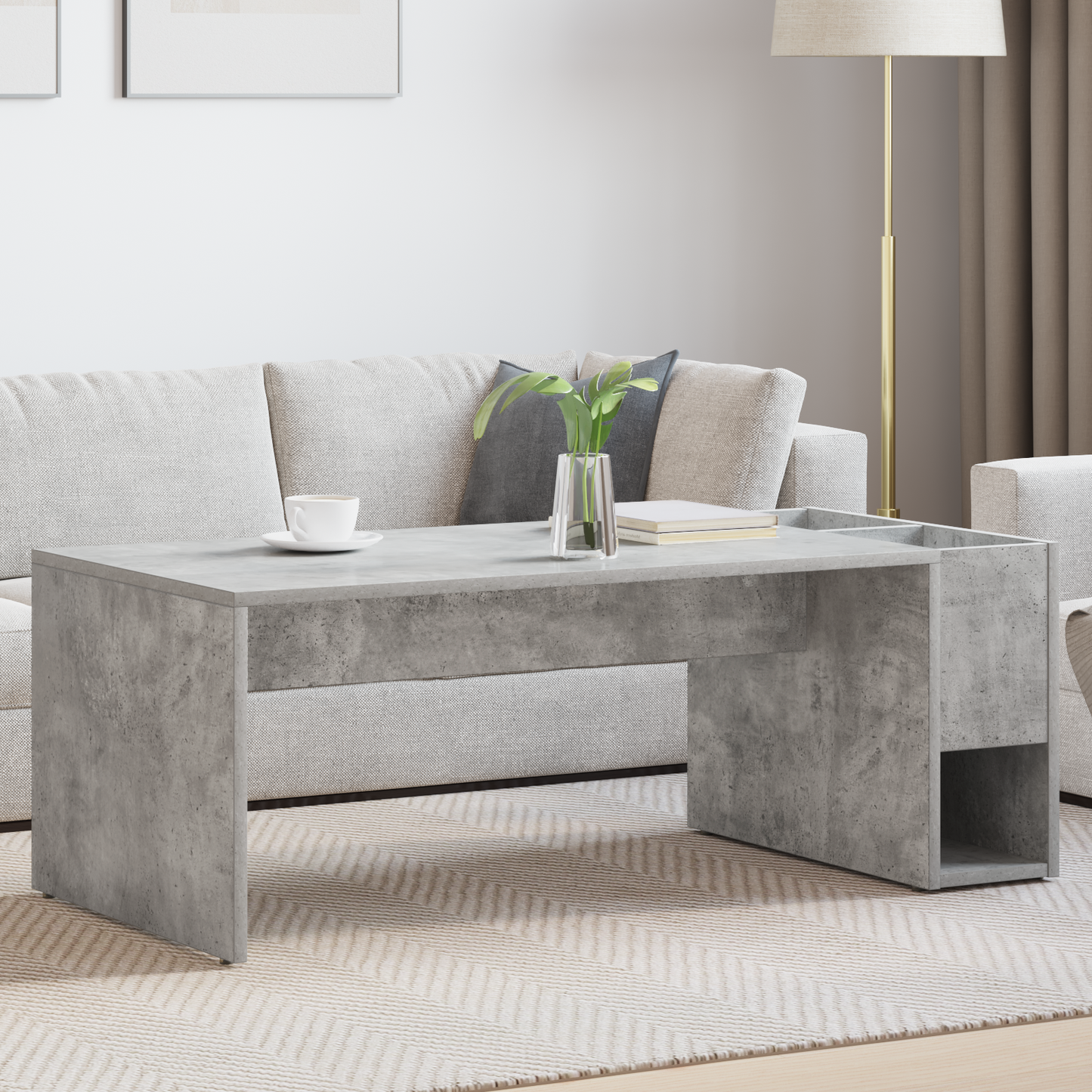 Coffee Table Concrete Grey 101.5 x 50 x 37 cm Engineered Wood