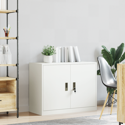 Storage Cabinet White 90 x 40 x 70 cm Steel