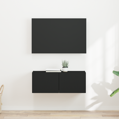 TV Wall Cabinet 2 pcs Black 39 x 31 x 29.5 cm Engineered Wood