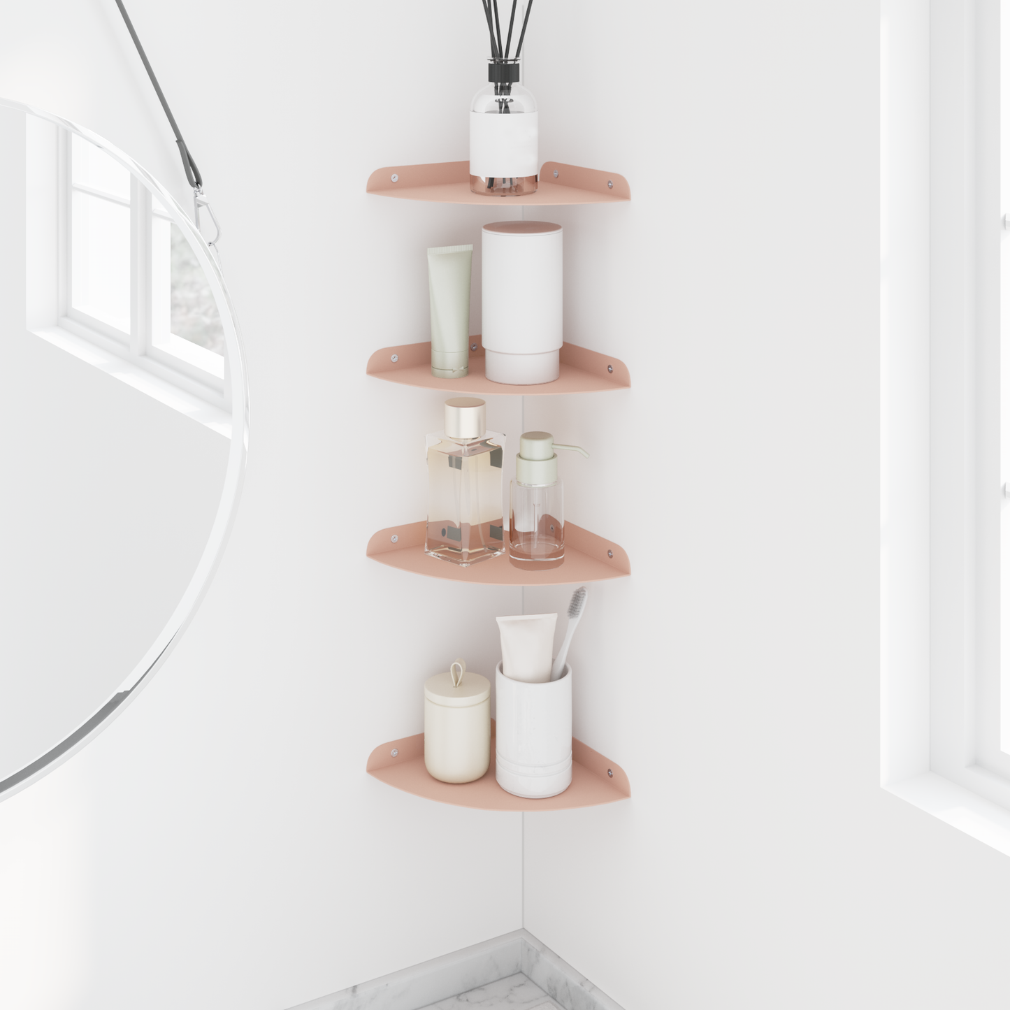 Floating Shelf with Shelf 4 pcs Pink 18 x 18 x 2 cm