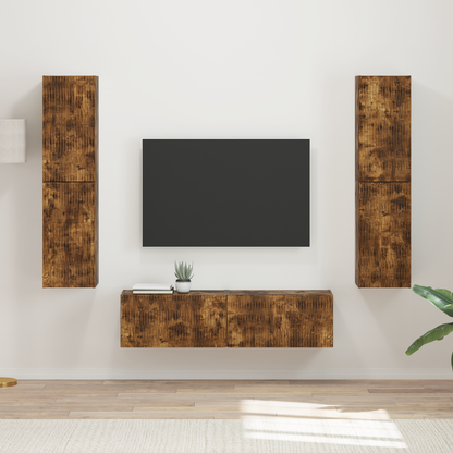 TV Cabinet Set 6 pcs Smoked Oak Engineered Wood