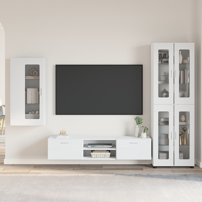 TV Cabinet Set with Drawer FLORIN 3 pcs White Engineered Wood