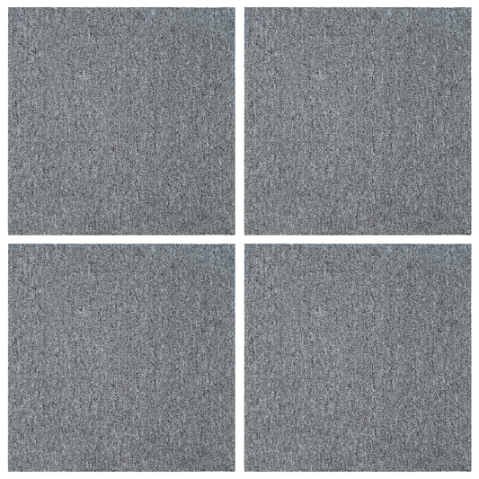 Carpet Tile Light Grey 50 x 50 cm 4 pcs PP and Bitumen