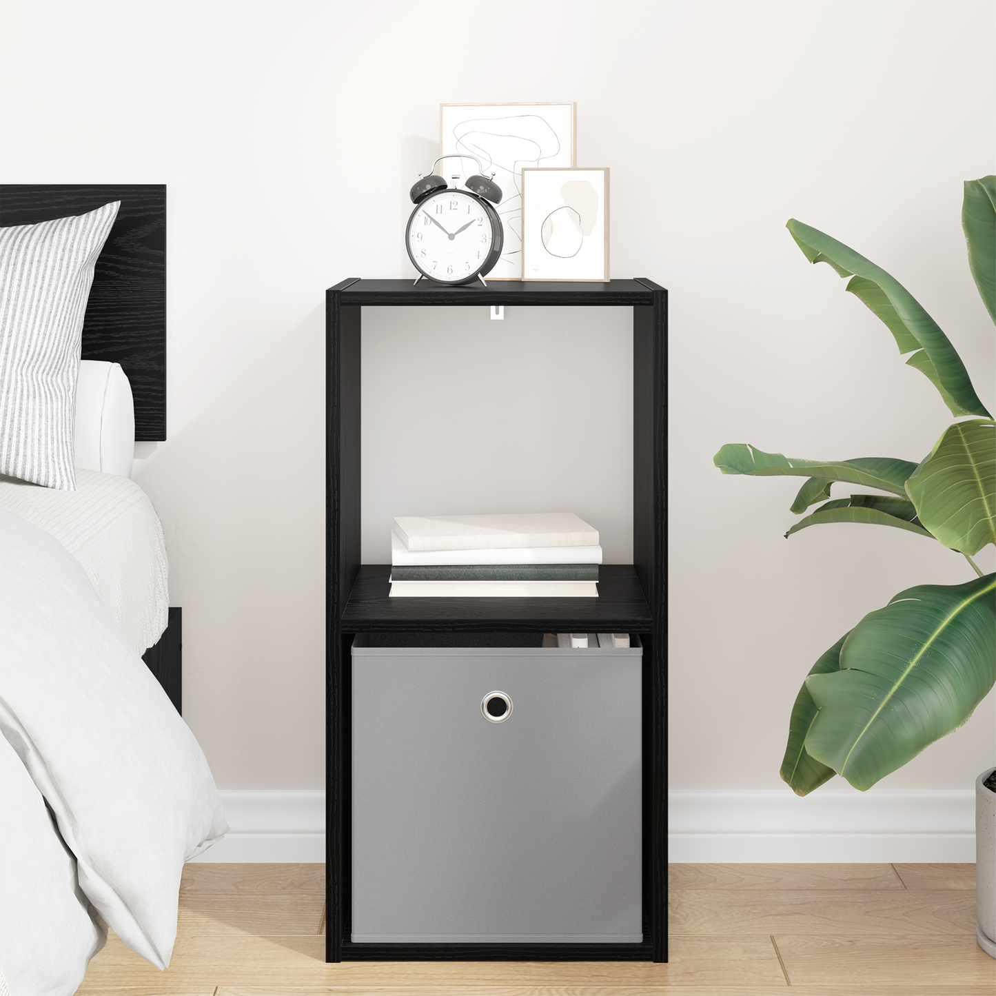 Bedside Table Black Oak 35 x 32 x 68.5 cm Engineered Wood